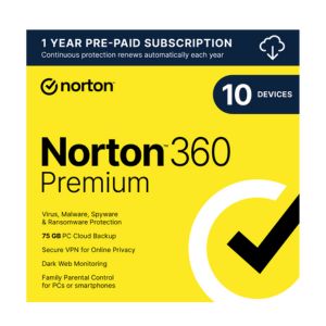 Norton 360 Premium 2024 - 10 Devices - 1 Year with Auto Renewal, - Download